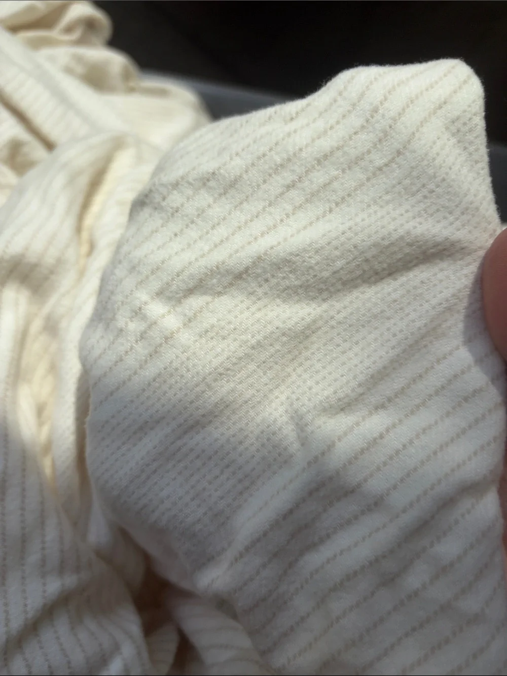 BOLL & BRANCH Flannel Fine Line Stripe Twin XL Cream/Oak Luxury Organic Cotton